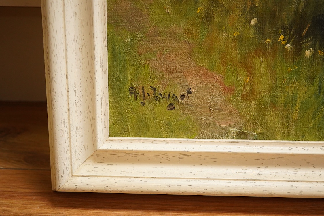 Arie Zwart (Dutch, 1903-1981), ‘Zomer’, A riverscape, signed, dated 1978 verso, oil on canvas, 48 x 59cm